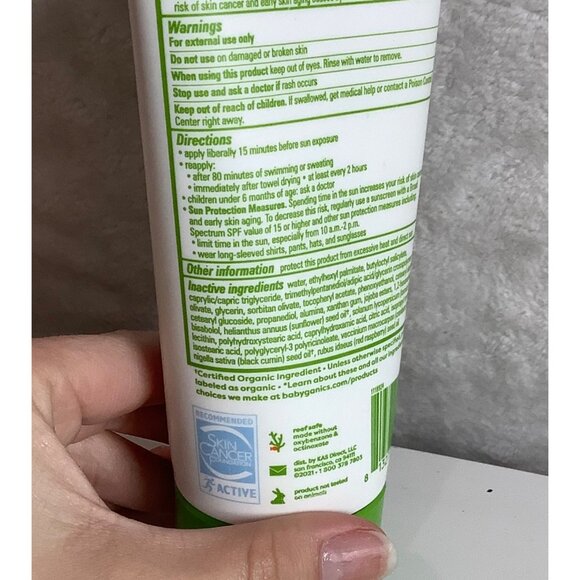 Babyganics SPF 50 Mineral Sunscreen Tear Free Non-Allergenic 6 Fl Oz Tube - Picture 3 of 5